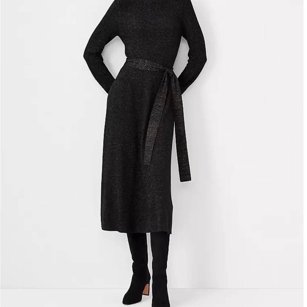 Long-Sleeve shimmer sweater dress
